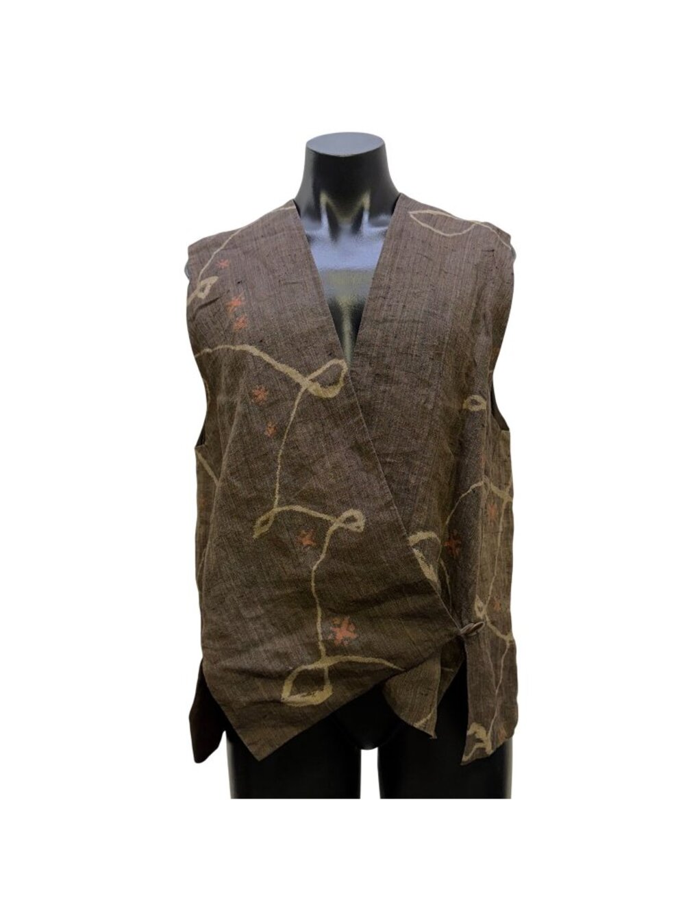 Asiatica Brown Open-Front Wrap Vest Size L